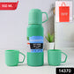 Green Vacuum Flask Set  Stainless Steel Thermos With 3 Cups Approx 500ml