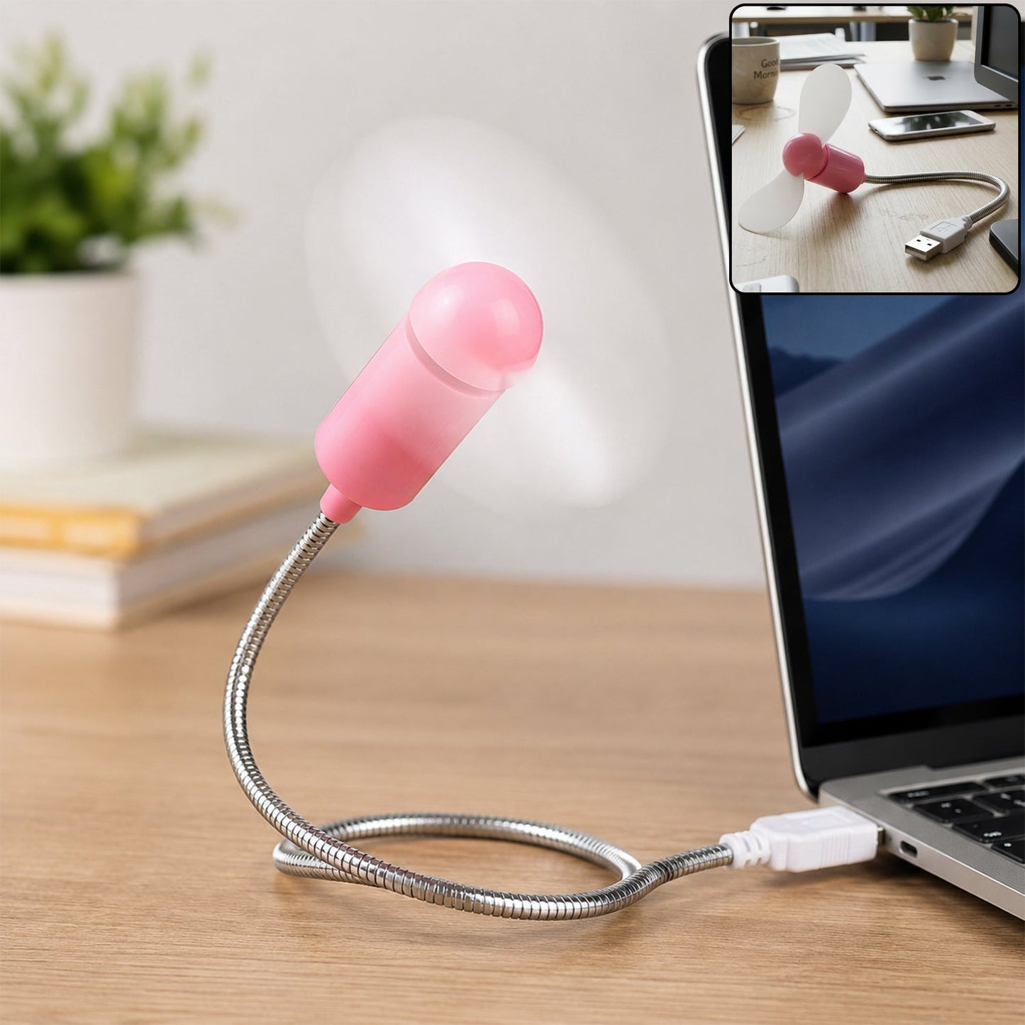 Flexible Usb Mini Fan With Gooseneck Neck For Laptop And Desk Cooling (1 Pc)