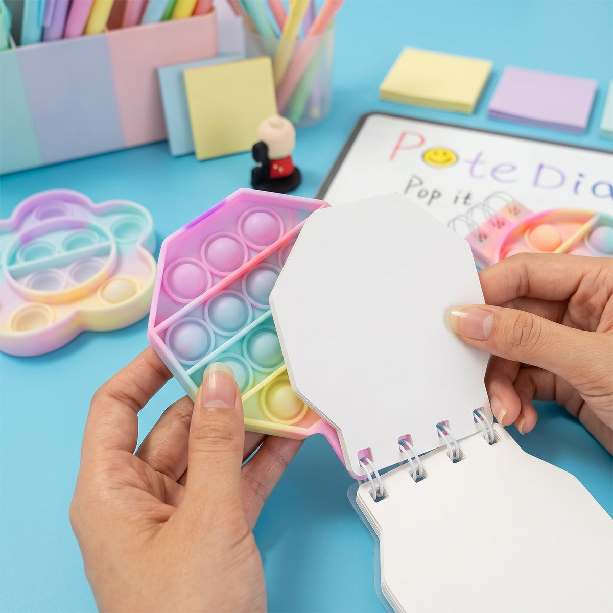 Push Bubble Pop It Fidget Diary Pastel Hexagon Notebook For Kids (1 Pc)
