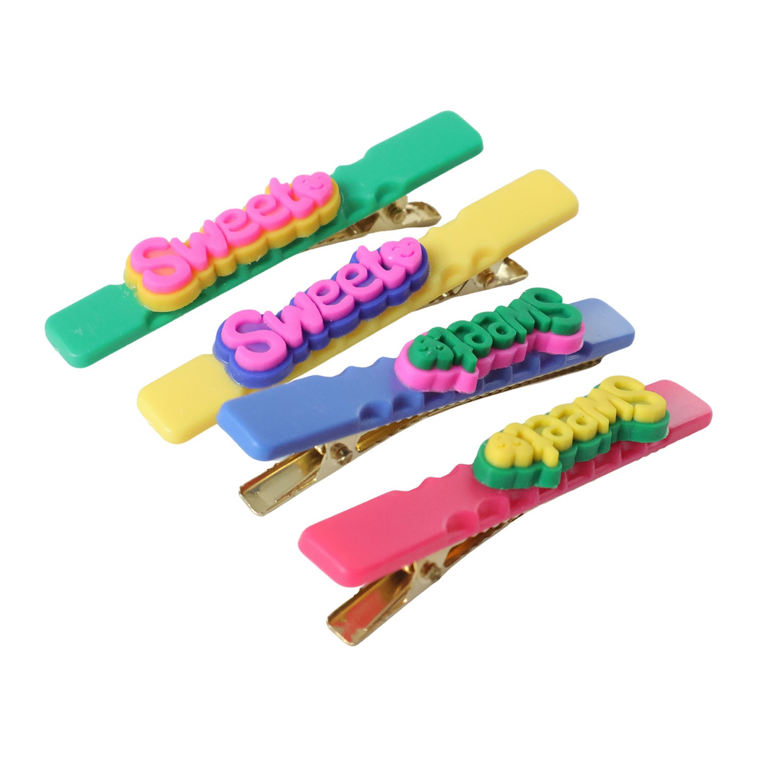 Sweet Text Decorative Hair Clip Set (4 Pc)