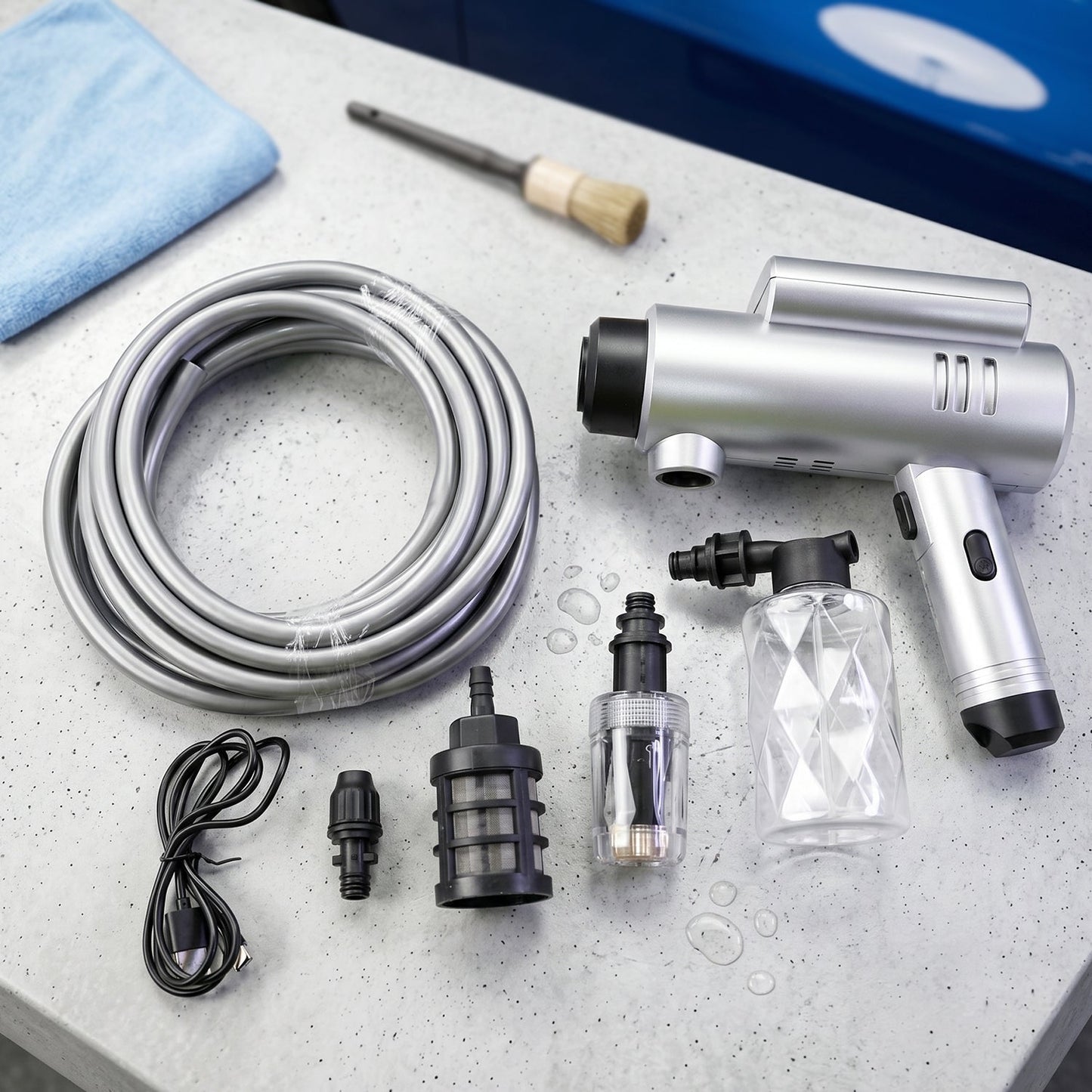 High Pressure Cordless Car Washer Gun Kit  Portable With Hose  Foam