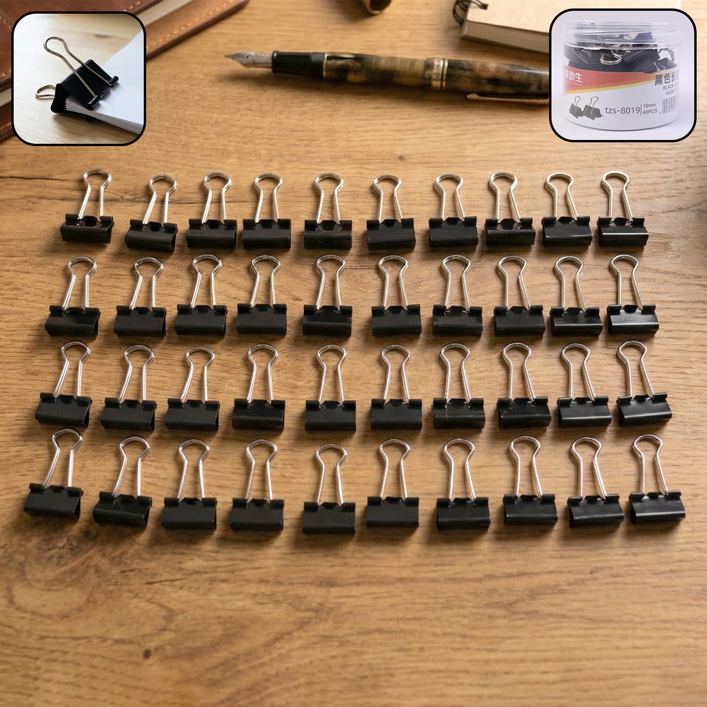Heavy-duty Black Binder Clips Set (19 Mm 40 Pc)