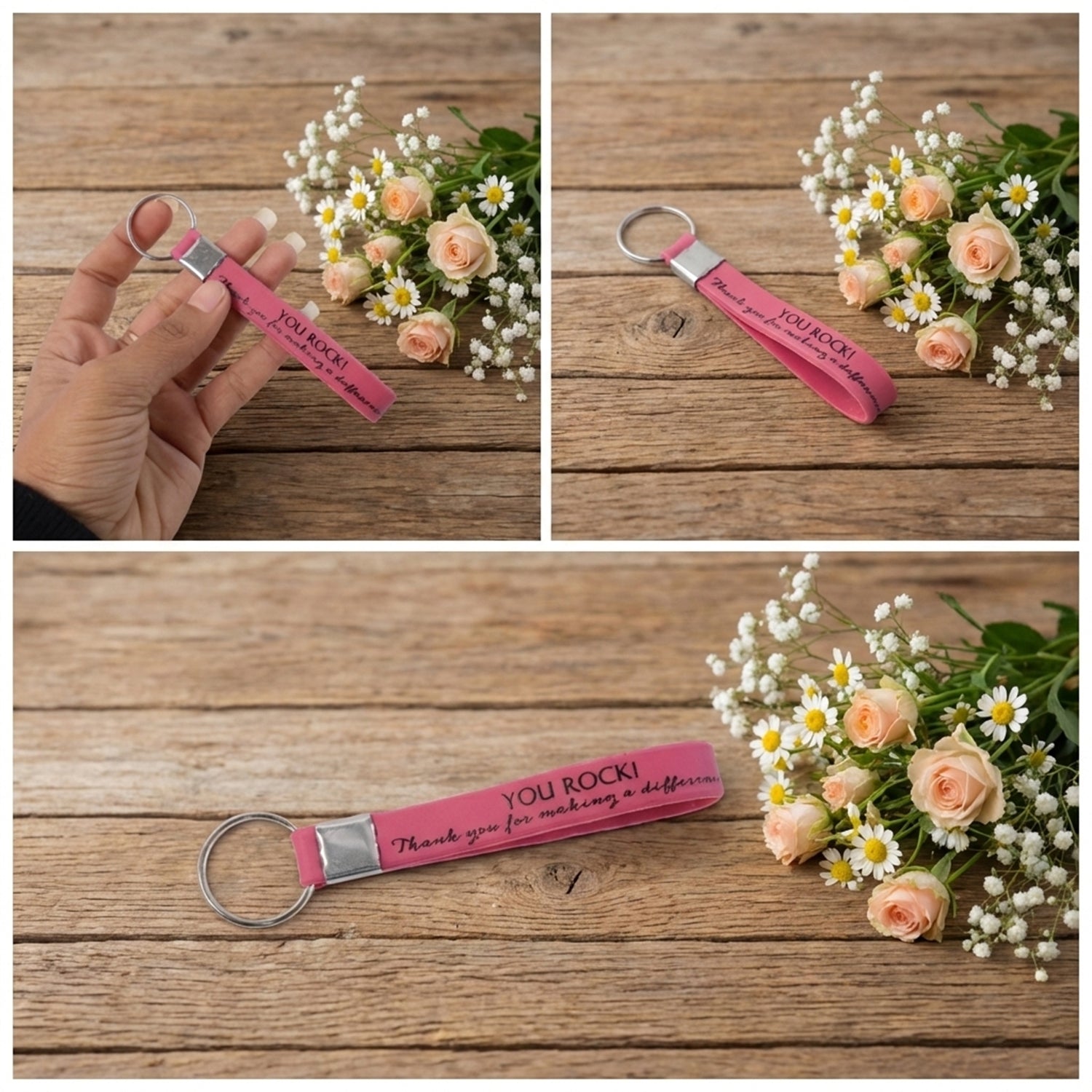 Motivational Silicone Wrist Strap Keychain (1 Pc Mix Color)
