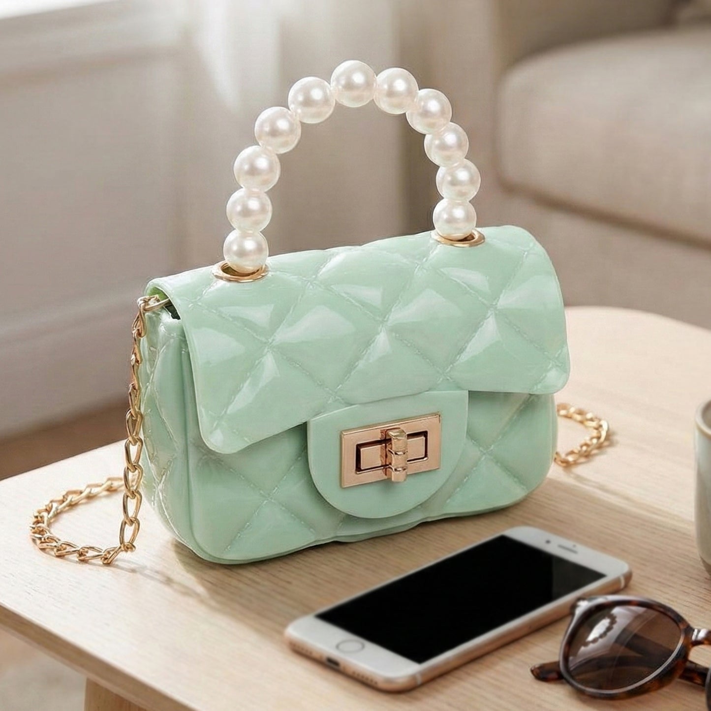 Elegant Quilted Mini Handheld  Sling Fashion Handbag (1 Pc)