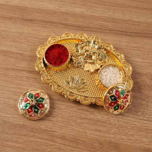 Ganesh Kumkum Holder  Elegant Meenakari Pooja Accessory
