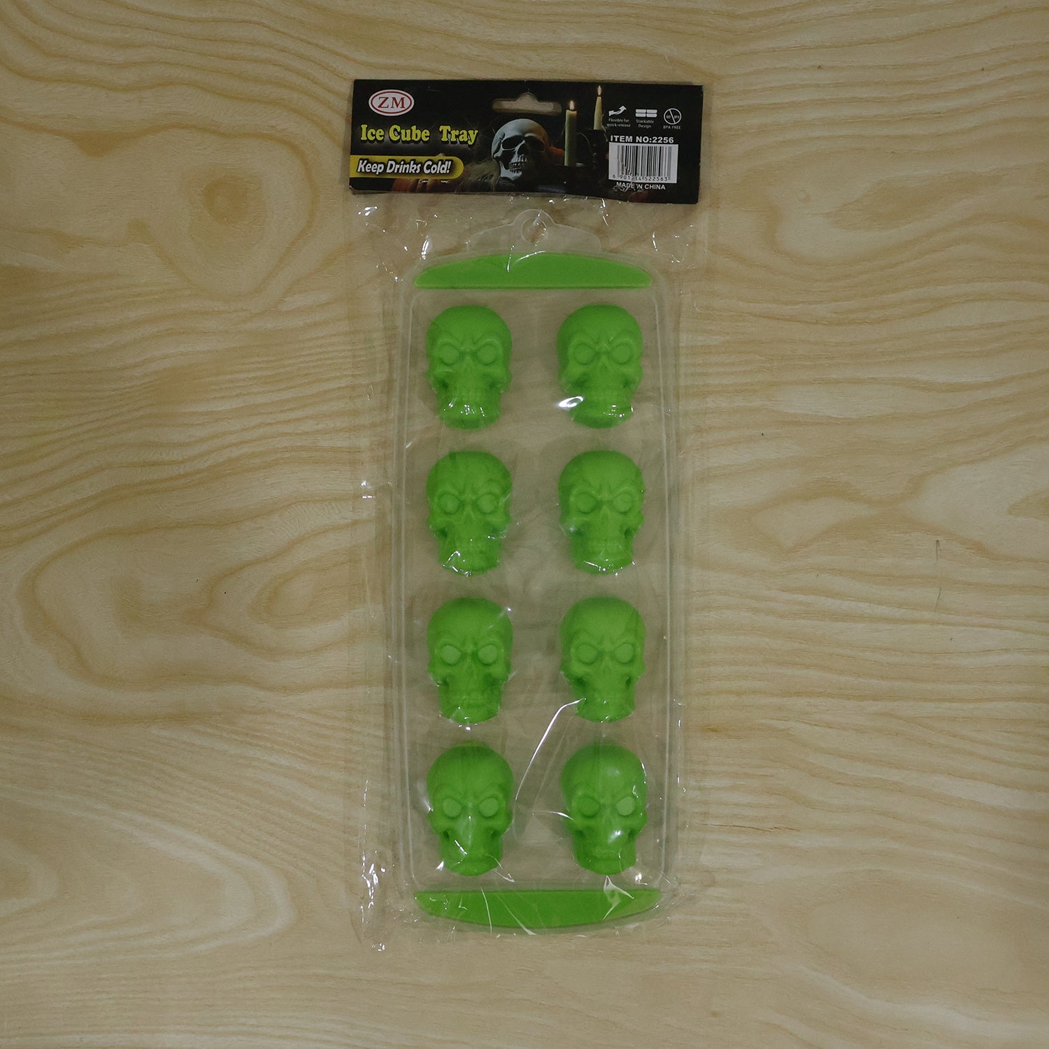 Plastic 8 Grid Ice Cube Tray With Lid Skull Shape Freezer Ice Mold (1 Pc)