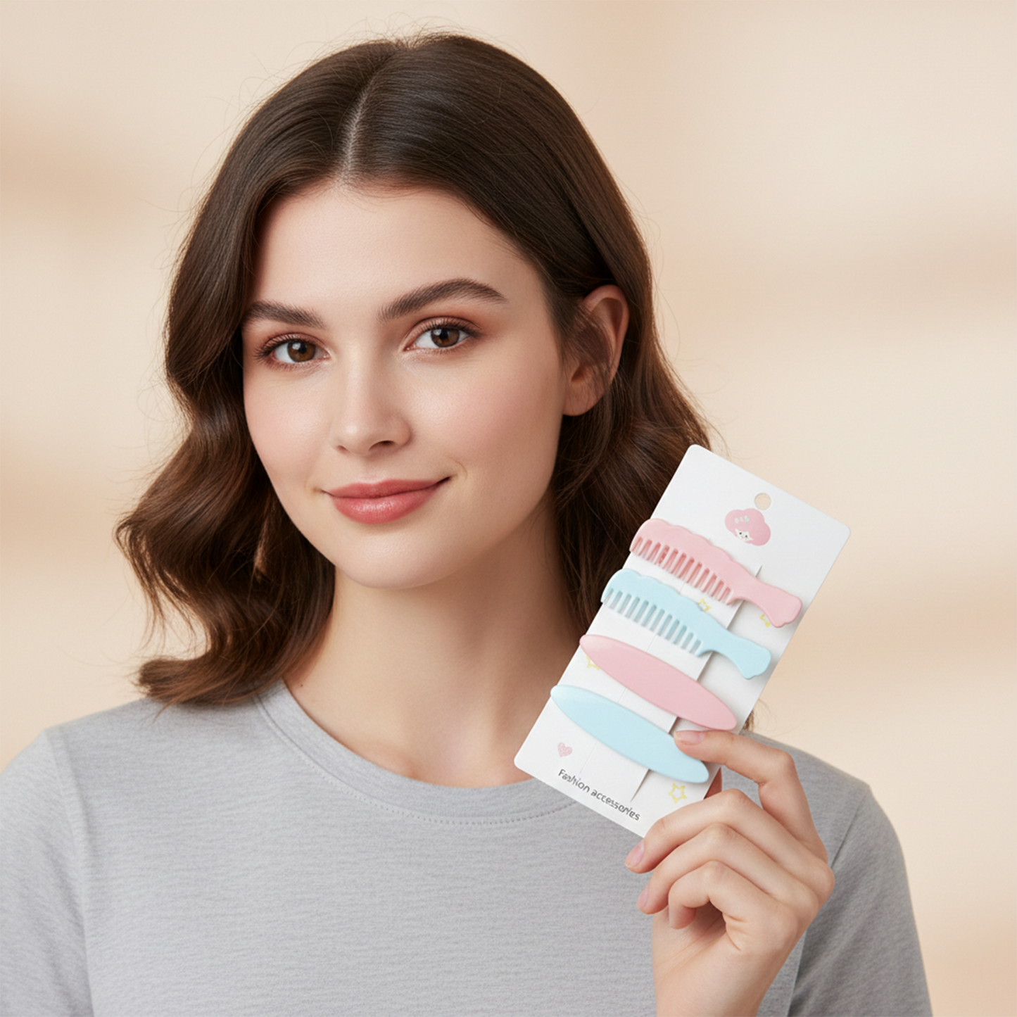 Pastel Comb-style Hair Clip Set (4 Pc)