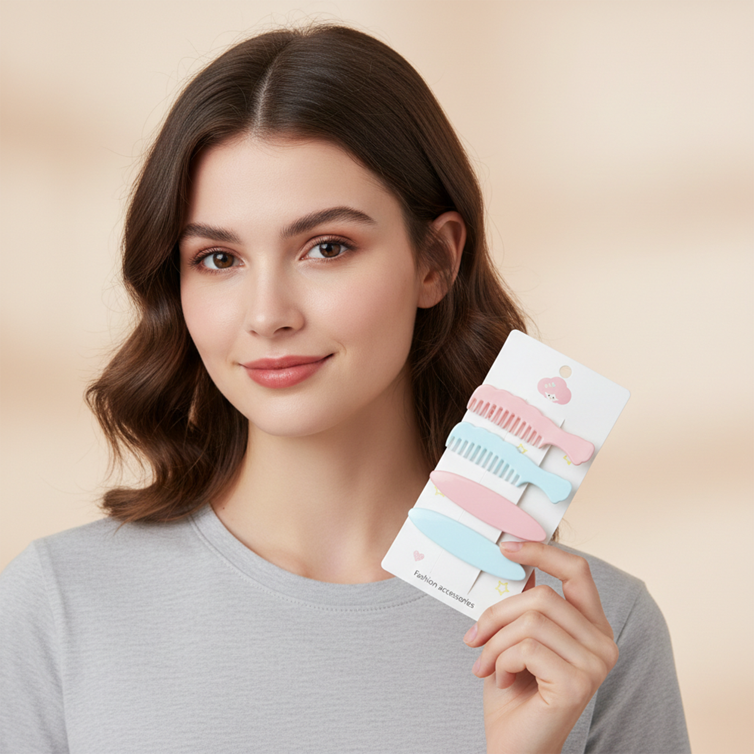 Pastel Comb-style Hair Clip Set (4 Pc)