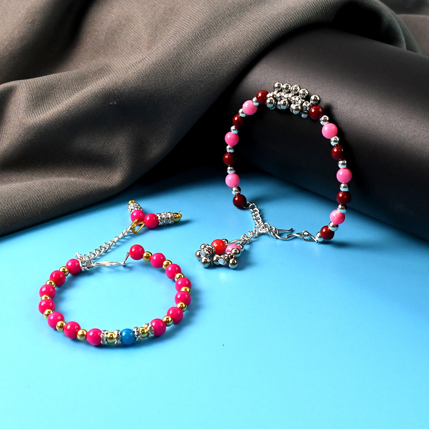 Traditional And Trendy Beaded Bracelet With Adjustable Chain (1 Pc)