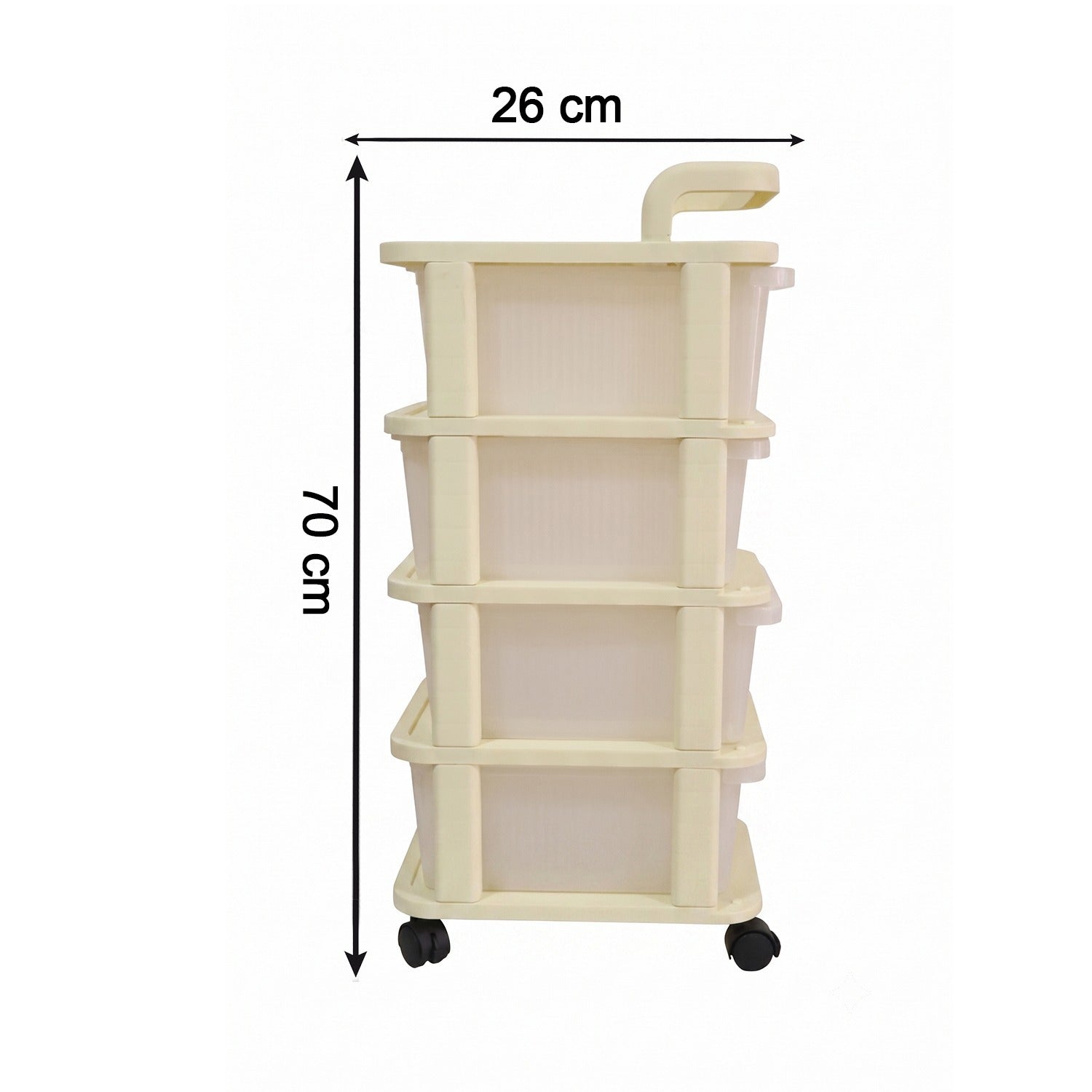 4-tier Plastic Storage Trolley With Wheels Rolling Drawer Organizer Cart (1 Pc)