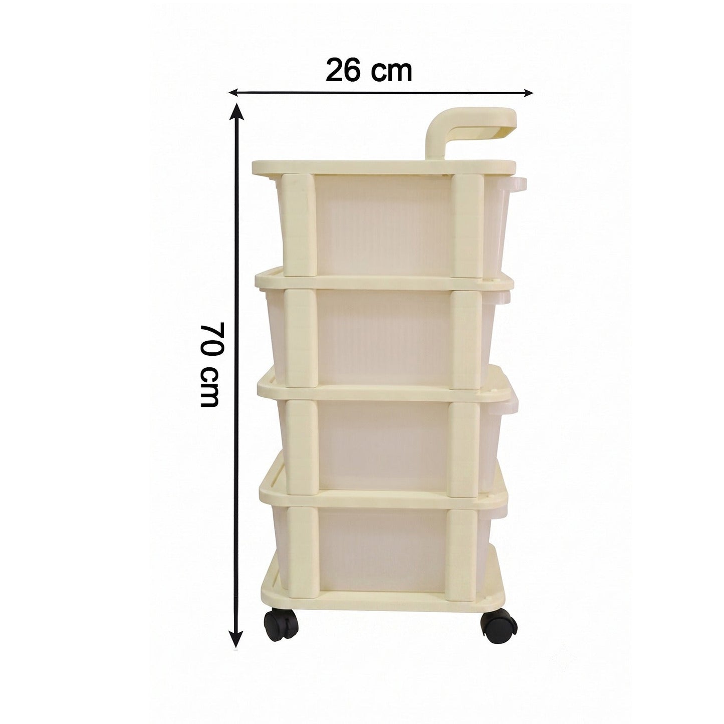 4-tier Plastic Storage Trolley With Wheels Rolling Drawer Organizer Cart (1 Pc)