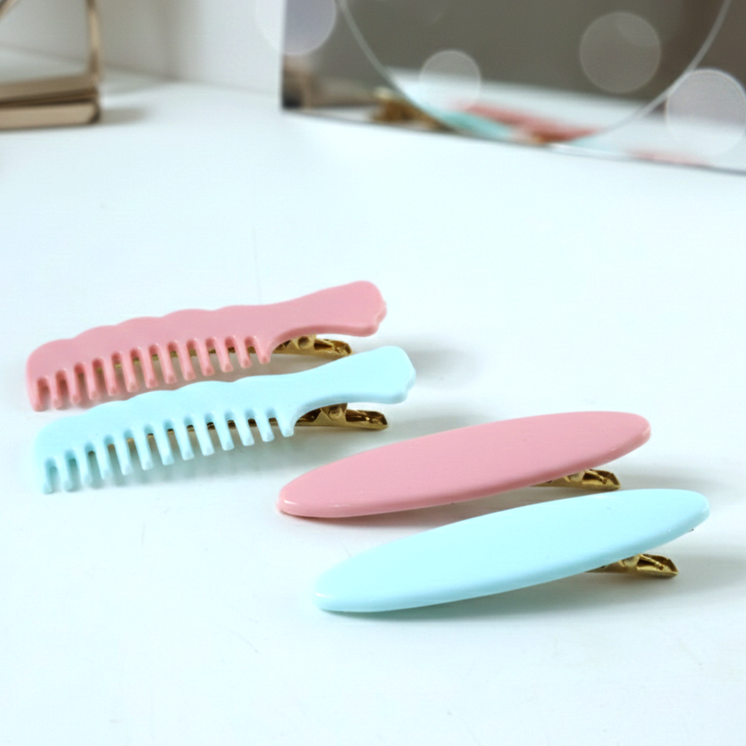 Pastel Comb-style Hair Clip Set (4 Pc)