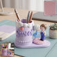 Sweet Couple Pen Holder Stand Cute Resin Desk Organizer Pencil Cup (1 Pc)