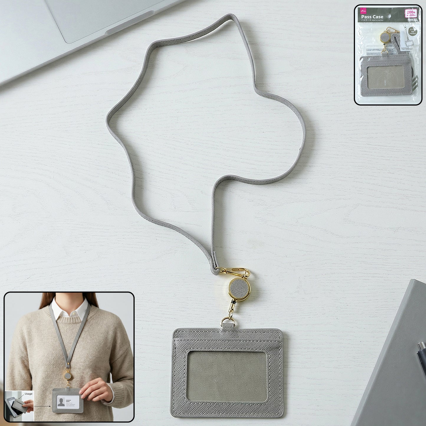 Premium Id Card Holder With Adjustable Neck Strap (1 Pc)