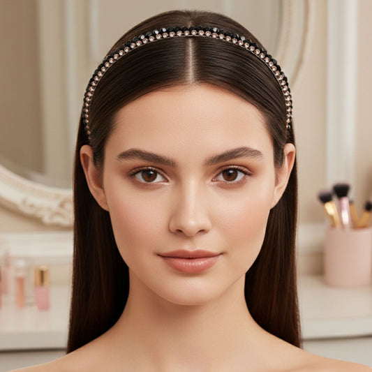 Stylish black stone hair accessory