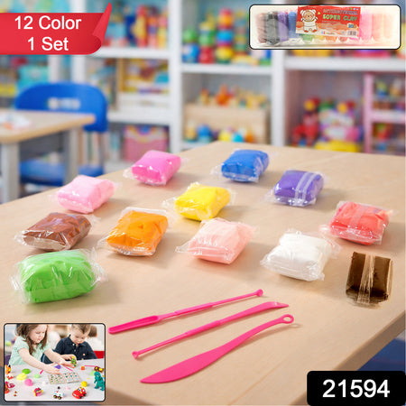Kids 12 Color Antibacterial Super Clay Set For Creative Play (1 Set)