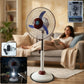12v rechargeable pedestal fan with led light