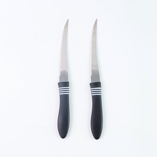 Premium Curved Serrated Stainless Steel Kitchen Knife Set (Mix Color  2 Pc)