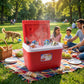 portable outdoor ice storage box red design