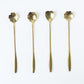 Golden Mini Serving Spoon Set Steel Dessert Tea Coffee Spoons For Home (4 Pc Set)