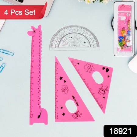 Cute Cartoon Giraffe Ruler  Scale Meter Ruler  Triangle Ruler (4 Pc Set)