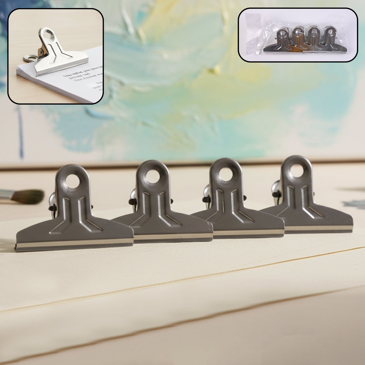 Heavy Duty Metal Paper Clamp Clips (4 Pc)