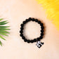 Premium Black Beaded Stretch Bracelet With Cute Panda Charm (1 Pc)