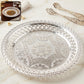 Decorative Silver Serving Tray  Elegant Round Floral Design