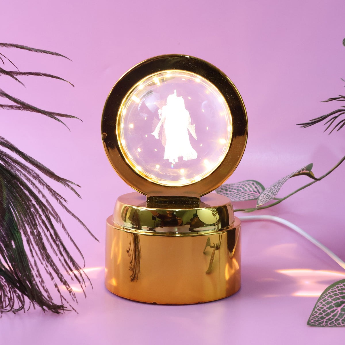 Radhe Krishna Crystal Ball Night Light  1 Pc