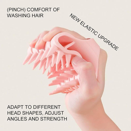 Scalp Massager Shampoo Brush Soft Silicone Hair Washing Comb With Handle