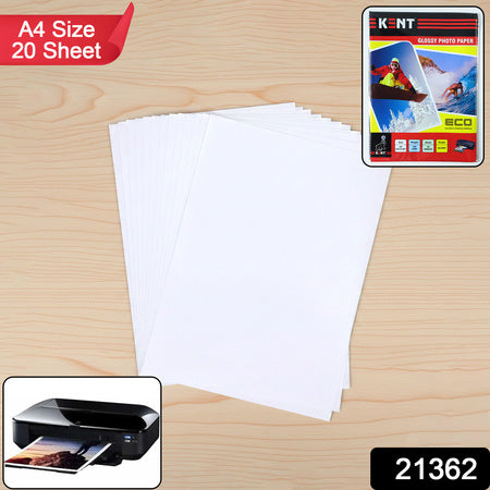 A4 Size High Glossy Photo Paper Sheets (A4 Size 20 Sheets)