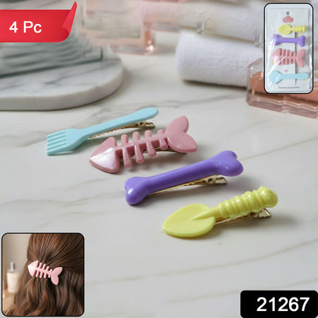 Cute Cartoon Shape Hair Clips (4 Pc)