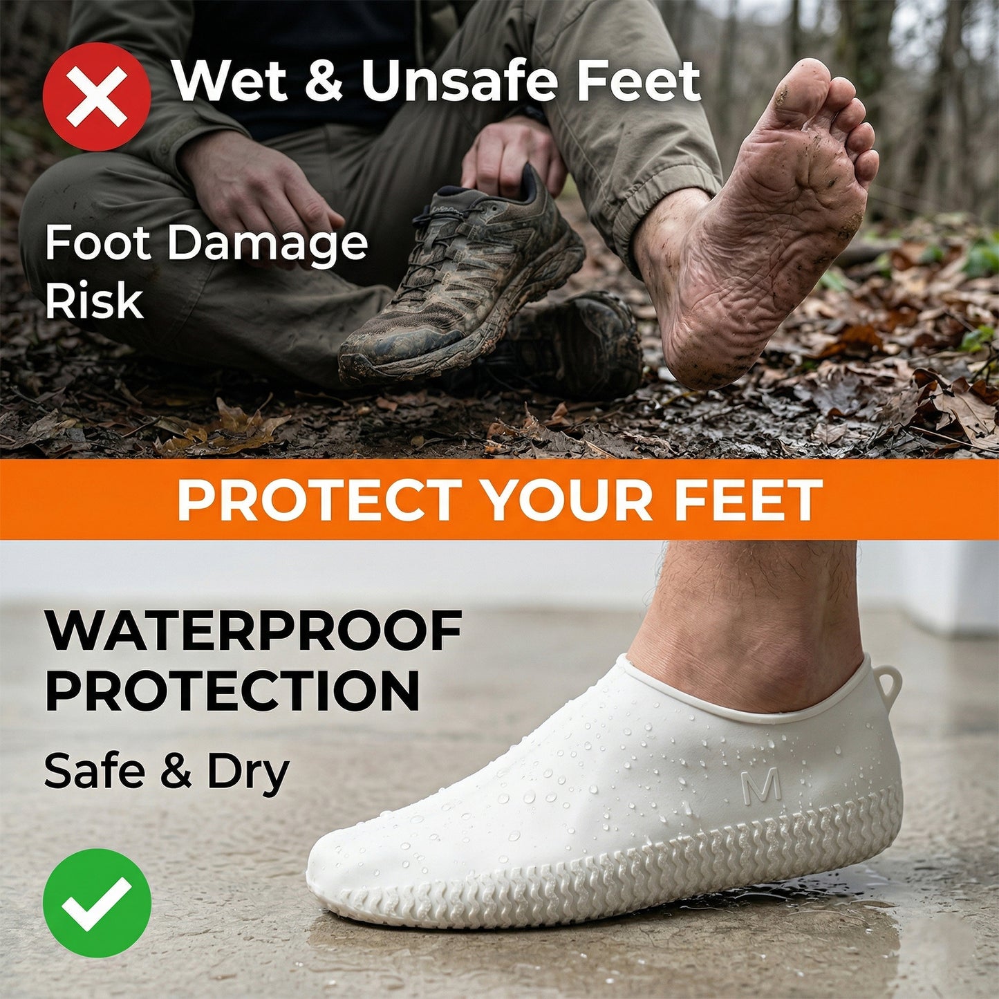 Waterproof Silicone Shoe Cover White Color (1 Pair Medium Size)
