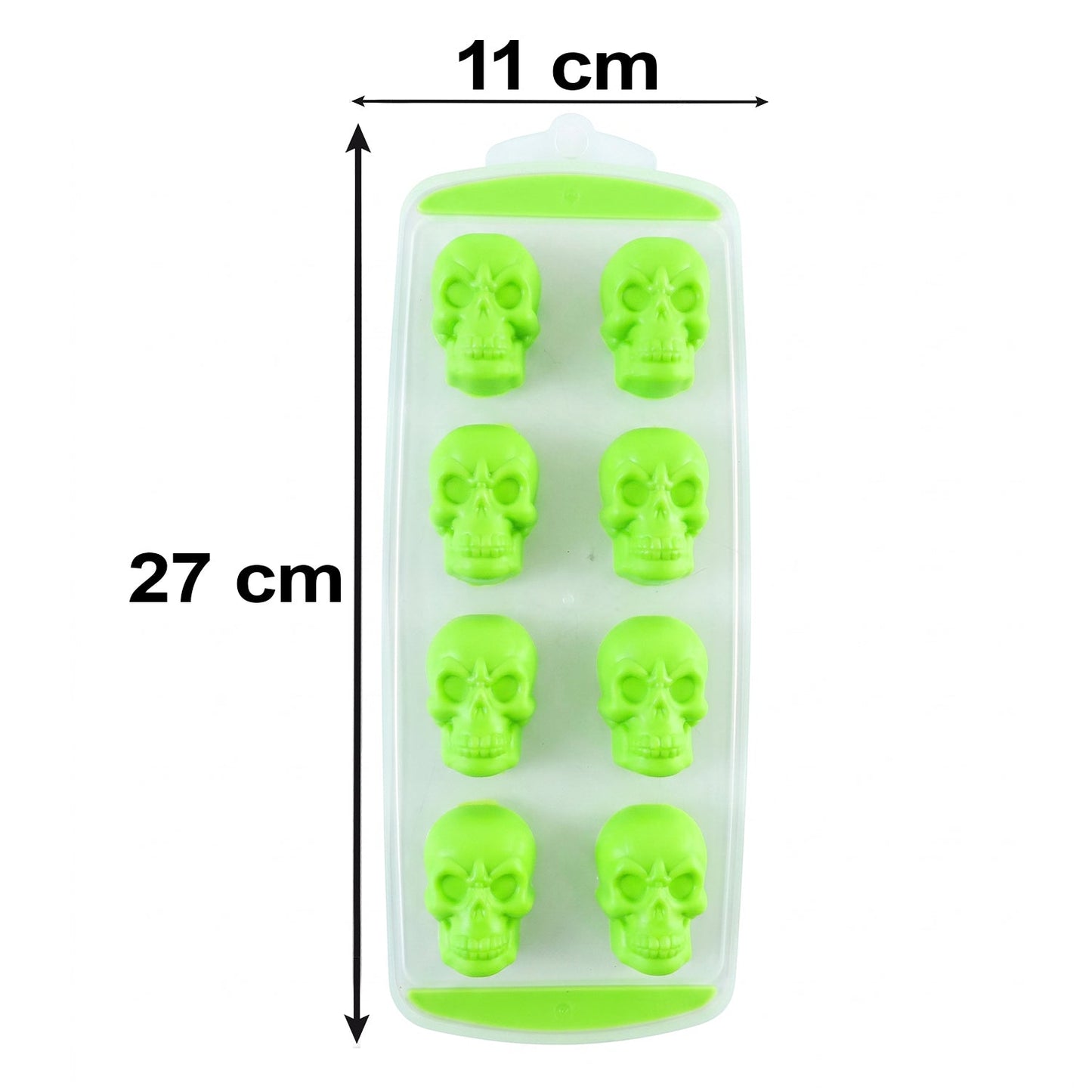 Plastic 8 Grid Ice Cube Tray With Lid Skull Shape Freezer Ice Mold (1 Pc)