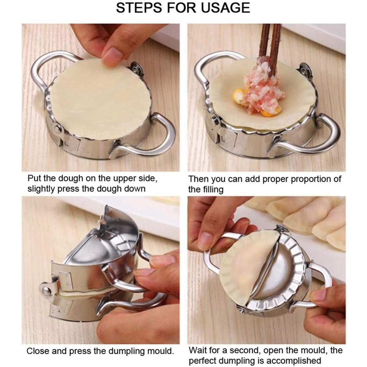 2219 Stainless Steel Dumpling Maker Dough Cutter Pie Mold Tool.