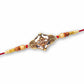 Elegant Floral Designer Rakhi With Gold-toned Beads  Red Thread