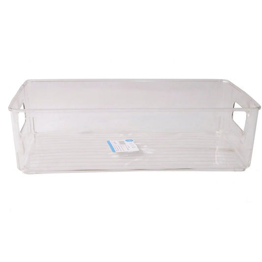 Crystal Clear Plastic Storage Box Organizer With Handle For Fridge Pantry (1 Pc)