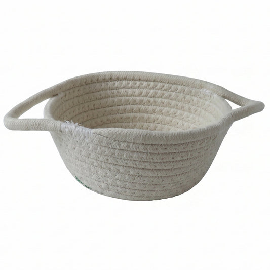 Cotton Rope Woven Storage Basket With Handles For Toys And Organizing (1 Pc)