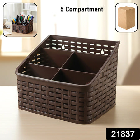5 Compartment Multipurpose Desk Organizer Basket (1 Pc)