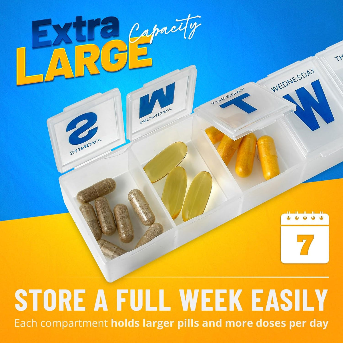 7 Day Weekly Plastic Pill Box Organizer With Daily Compartments (1 Pc)