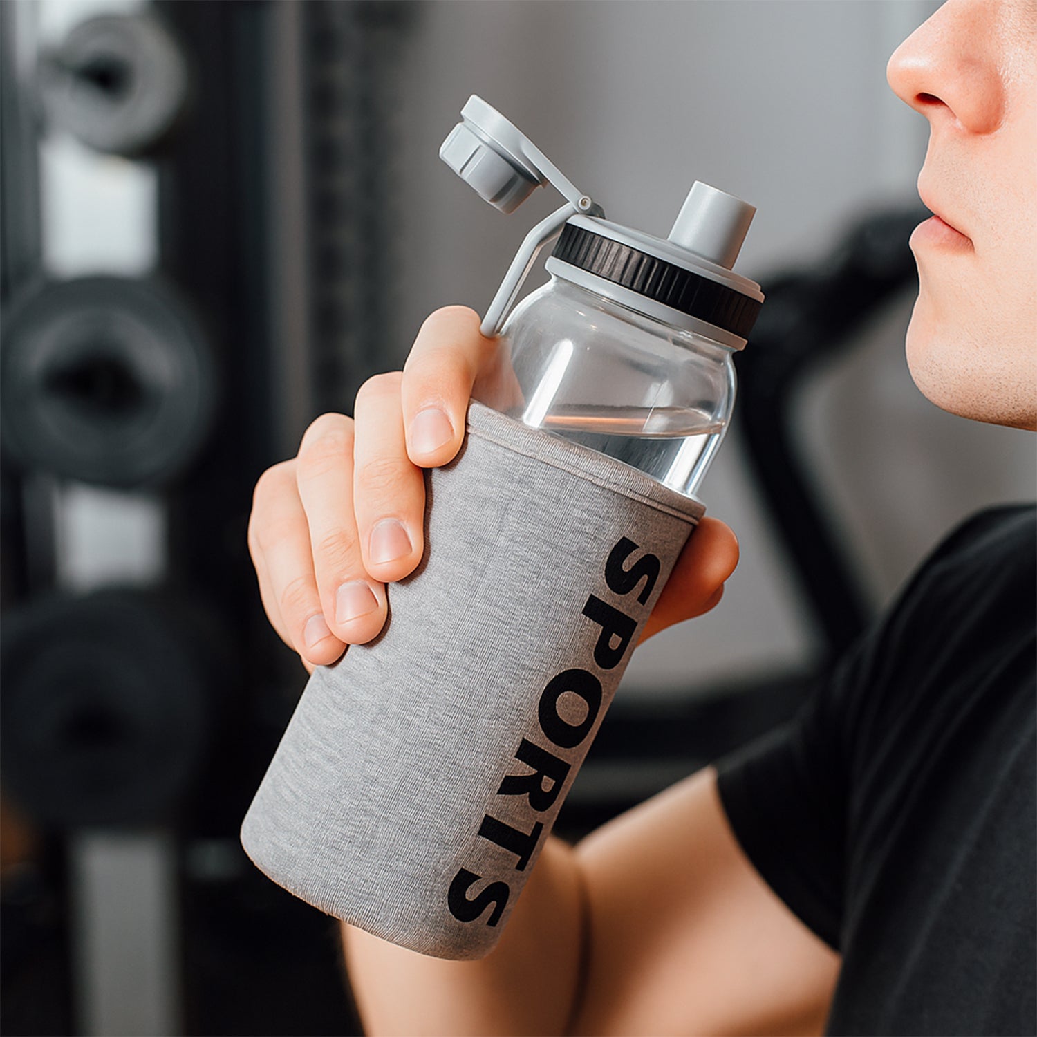 Sports Water Bottle With Protective Sleeve - (1 Pc  700 Ml)