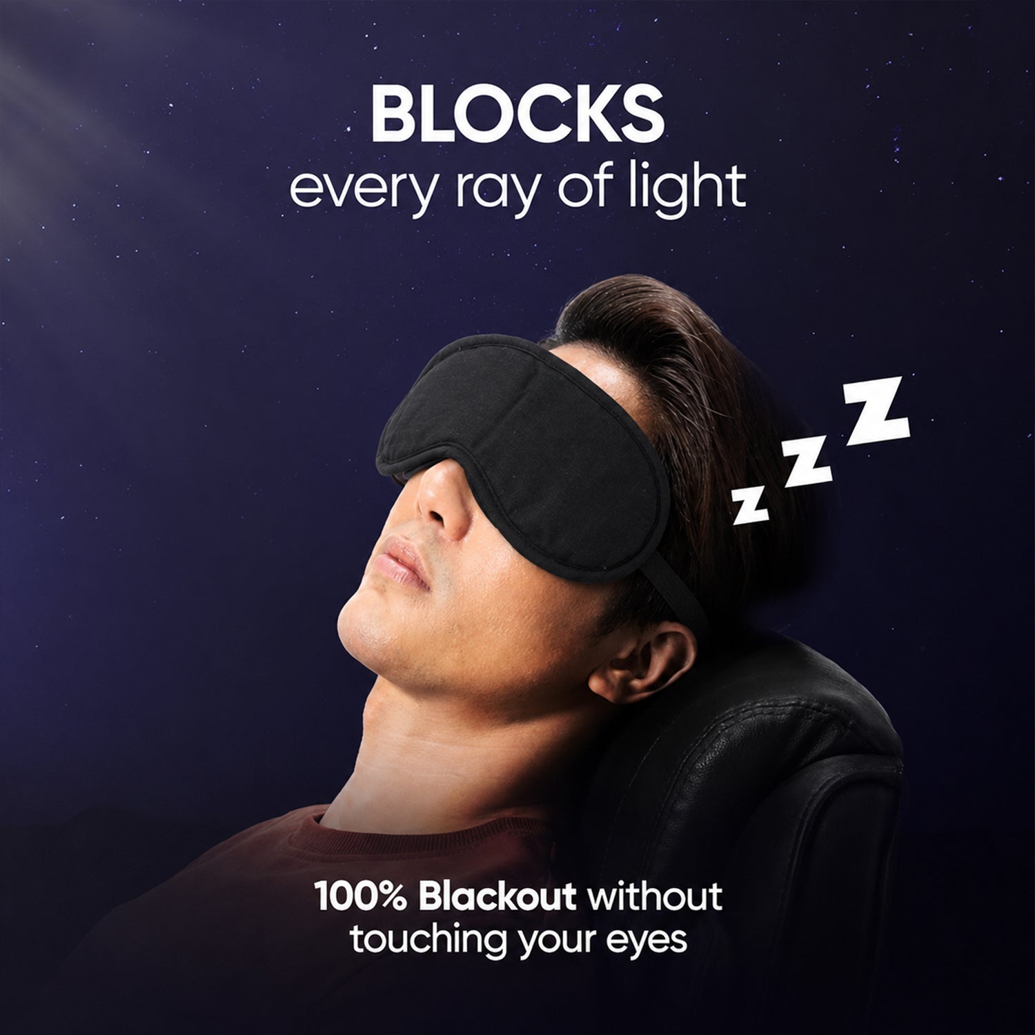Soft Black Fabric Sleeping Eye Mask For Flight Travel And Night Rest (1 Pc)
