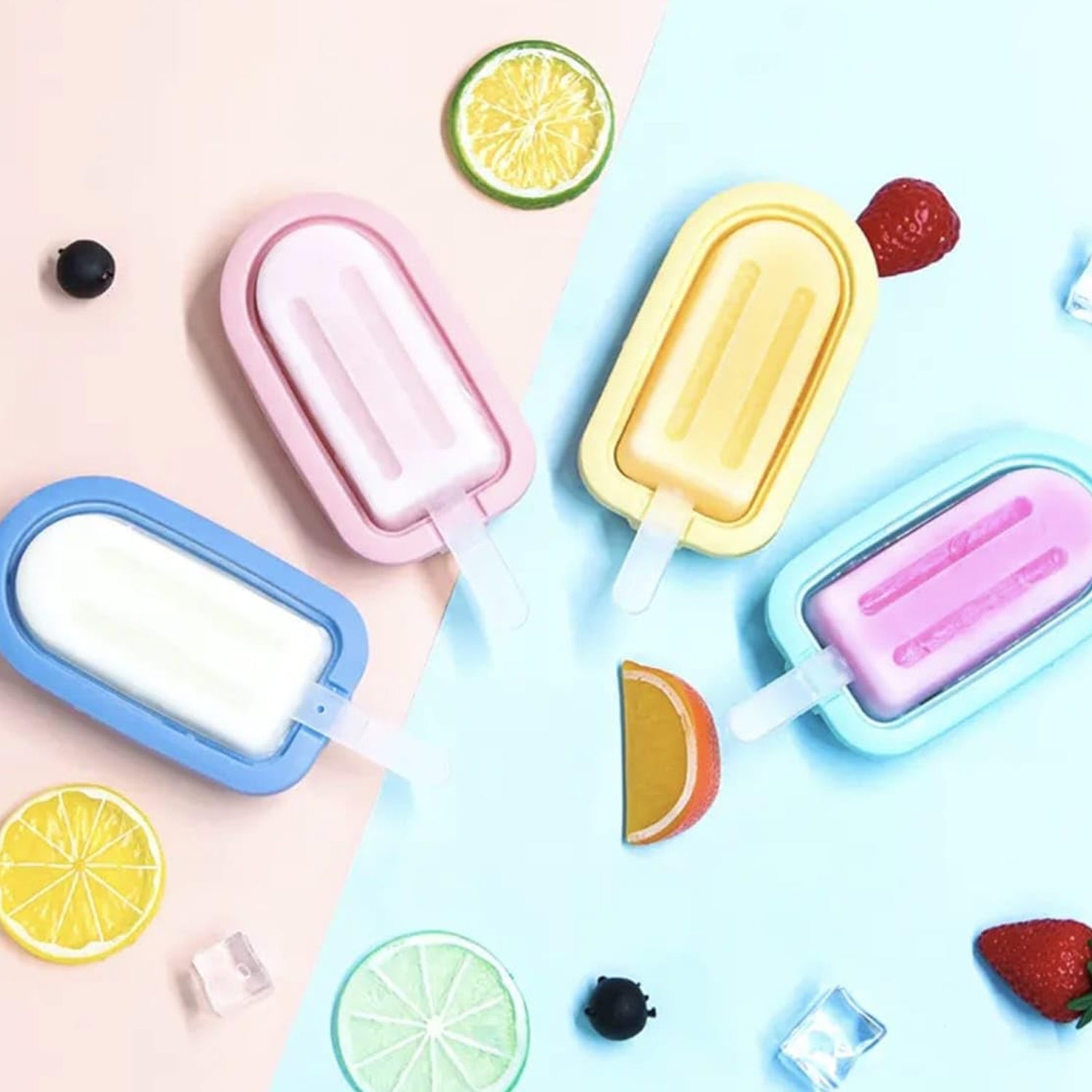Premium Silicone Ice Cream Popsicle Mold Set 4 Pc