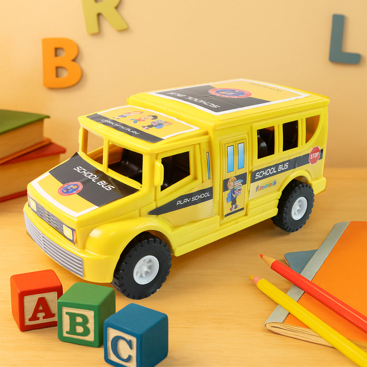 Funwoods Friction-powered School Bus Toy - (1 Pc)