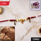 Red White Thread Rakhi with Ganesh Charm