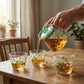 Elegant Glass Tea Pot With Matching Cups Set (1 Set)
