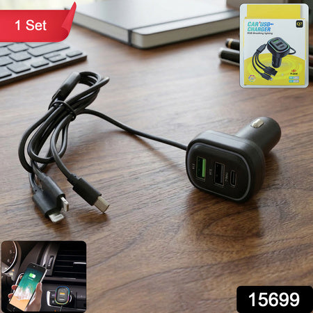 Rgb Breathing Light Multi Port Car Usb Charger (1 Set 62 Cm)
