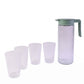 Glass Water Jug With Lid And 4 Glasses Set Ribbed Pitcher Carafe (1 Set)