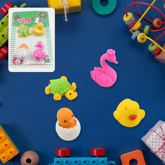 18029 3d Mix Design Fancy  Stylish Colorful Erasers Mini Eraser Creative Cute Novelty Eraser For Children Different Designs Eraser Set For Return Gift Birthday Party School Prize (1 Set)