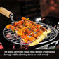Kitchen Round Stainless Steel Roaster Papad Jali, Barbecue Grill with Wooden Handle